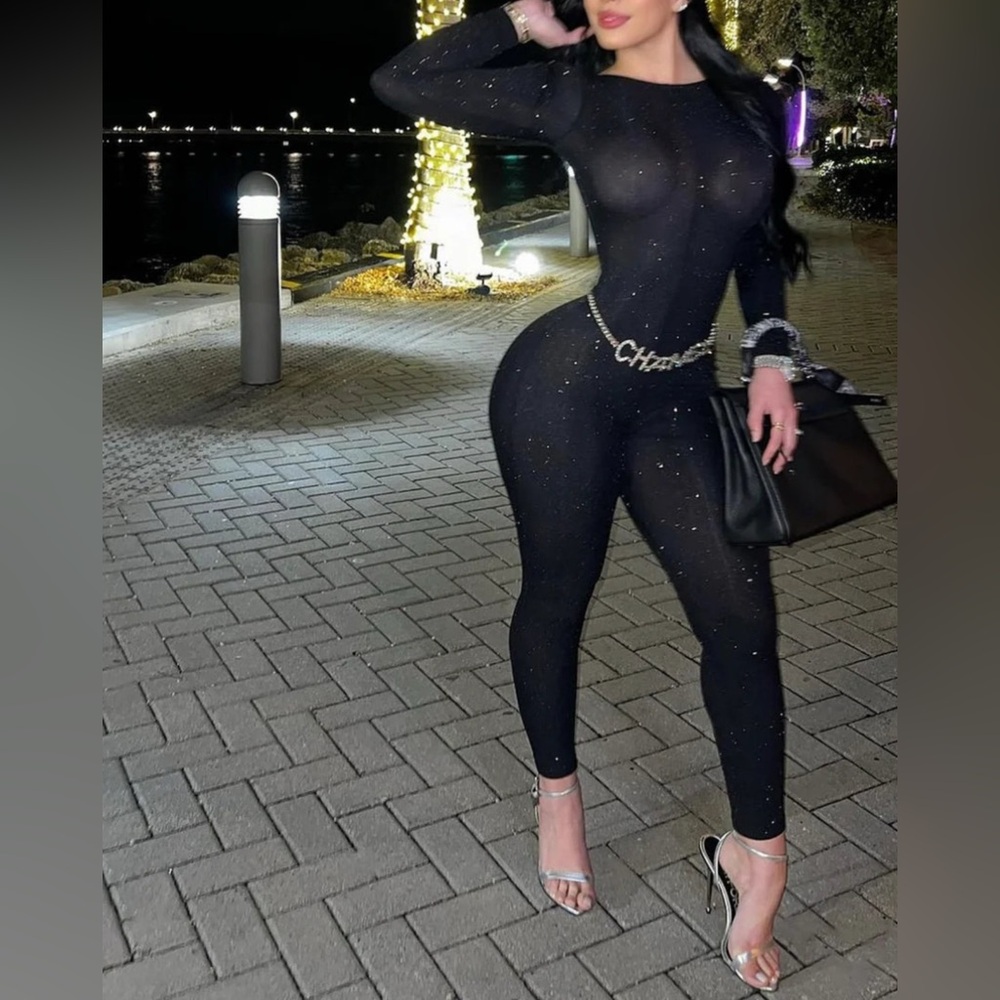 Party Black Sparkle Jumpsuit